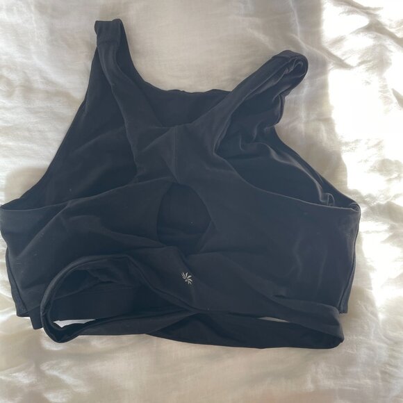 Set of 3 Athleta Conscious Crop Cut Out Bra Large Tawny Rose, White and Black - Picture 9 of 13